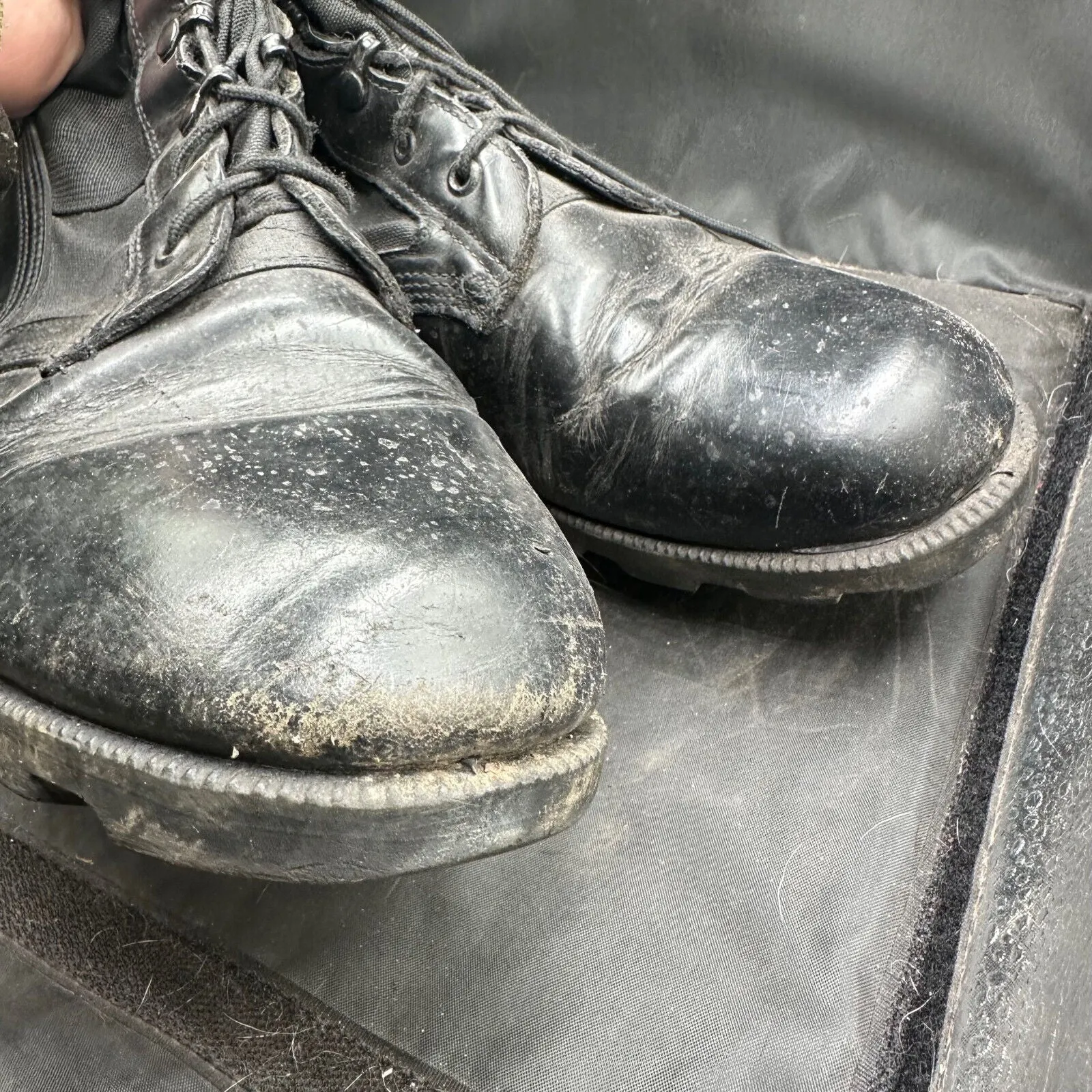 US Army Black Leather Duty Combat Bike Boots Wellco - Size EU 42 UK 9.5 US 10