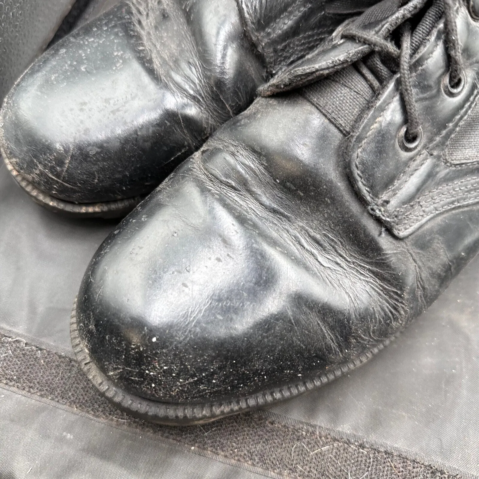 US Army Black Leather Duty Combat Bike Boots Wellco - Size EU 42 UK 9.5 US 10