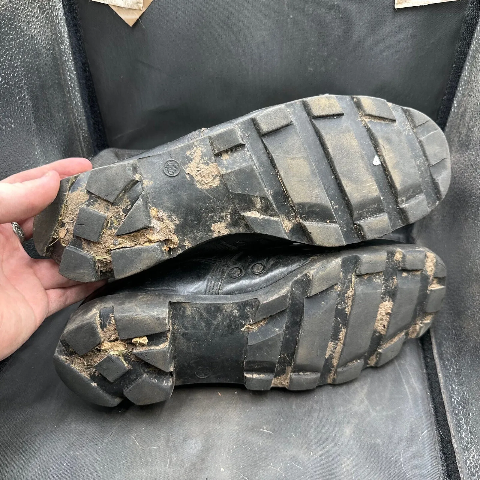 US Army Black Leather Duty Combat Bike Boots Wellco - Size EU 42 UK 9.5 US 10