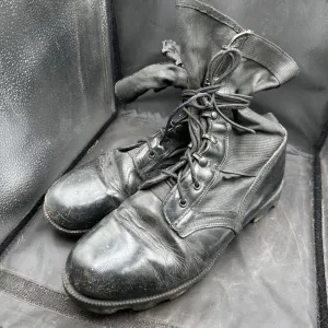 US Army Black Leather Duty Combat Bike Boots Wellco - Size EU 42 UK 9.5 US 10
