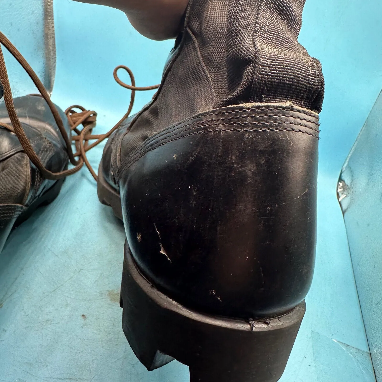 US Army Black Leather WELLCO Combat Boots - Size EU 45 - UK 10 - US 11R