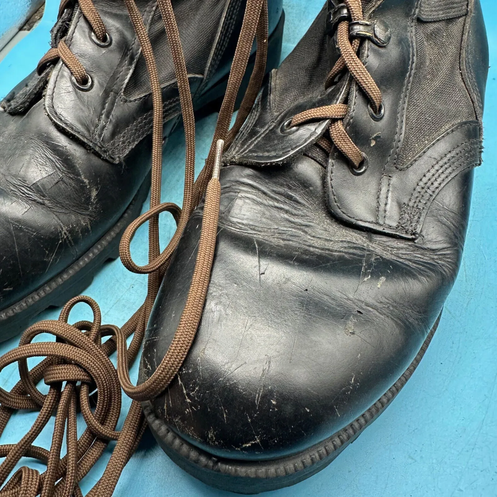 US Army Black Leather WELLCO Combat Boots - Size EU 45 - UK 10 - US 11R