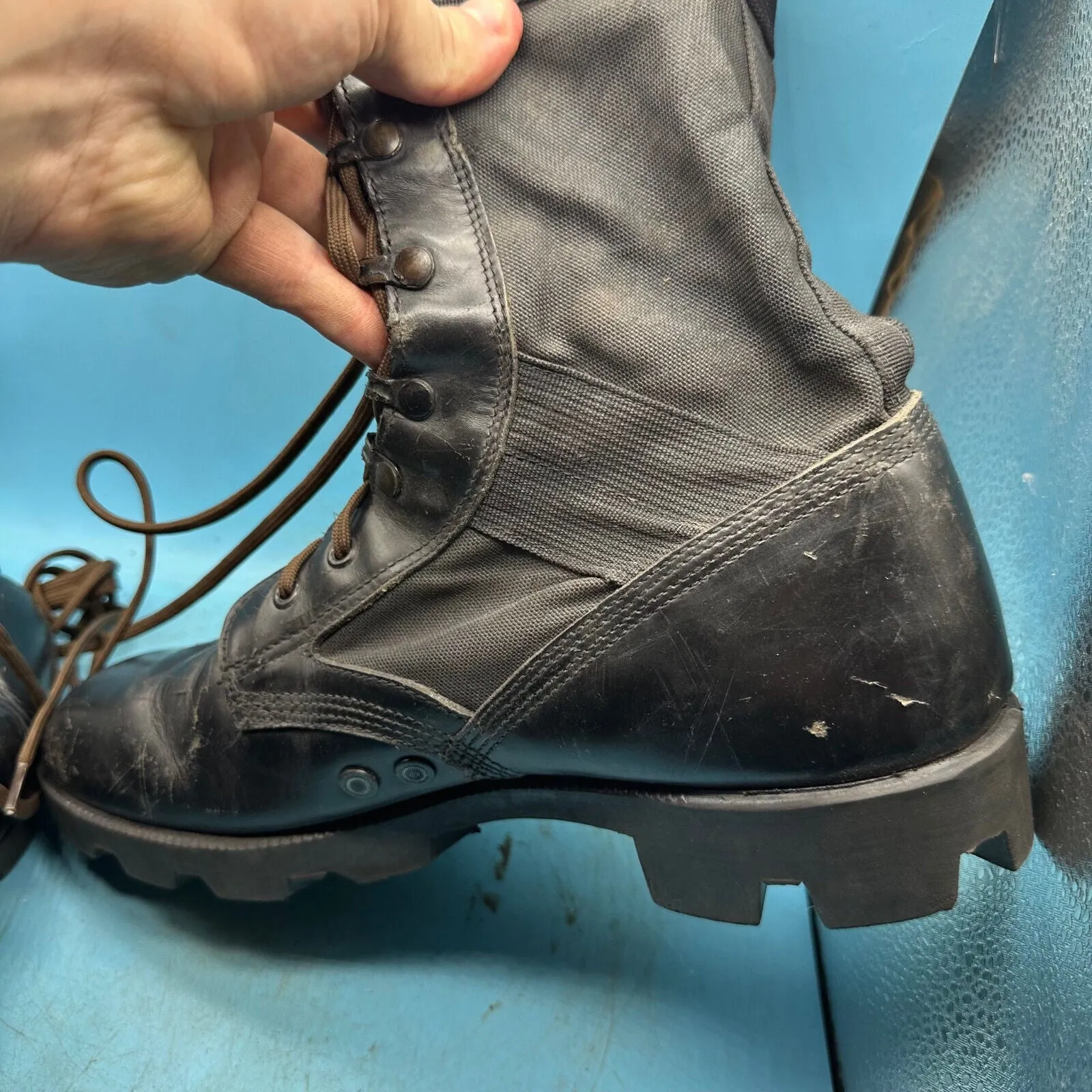 US Army Black Leather WELLCO Combat Boots - Size EU 45 - UK 10 - US 11R