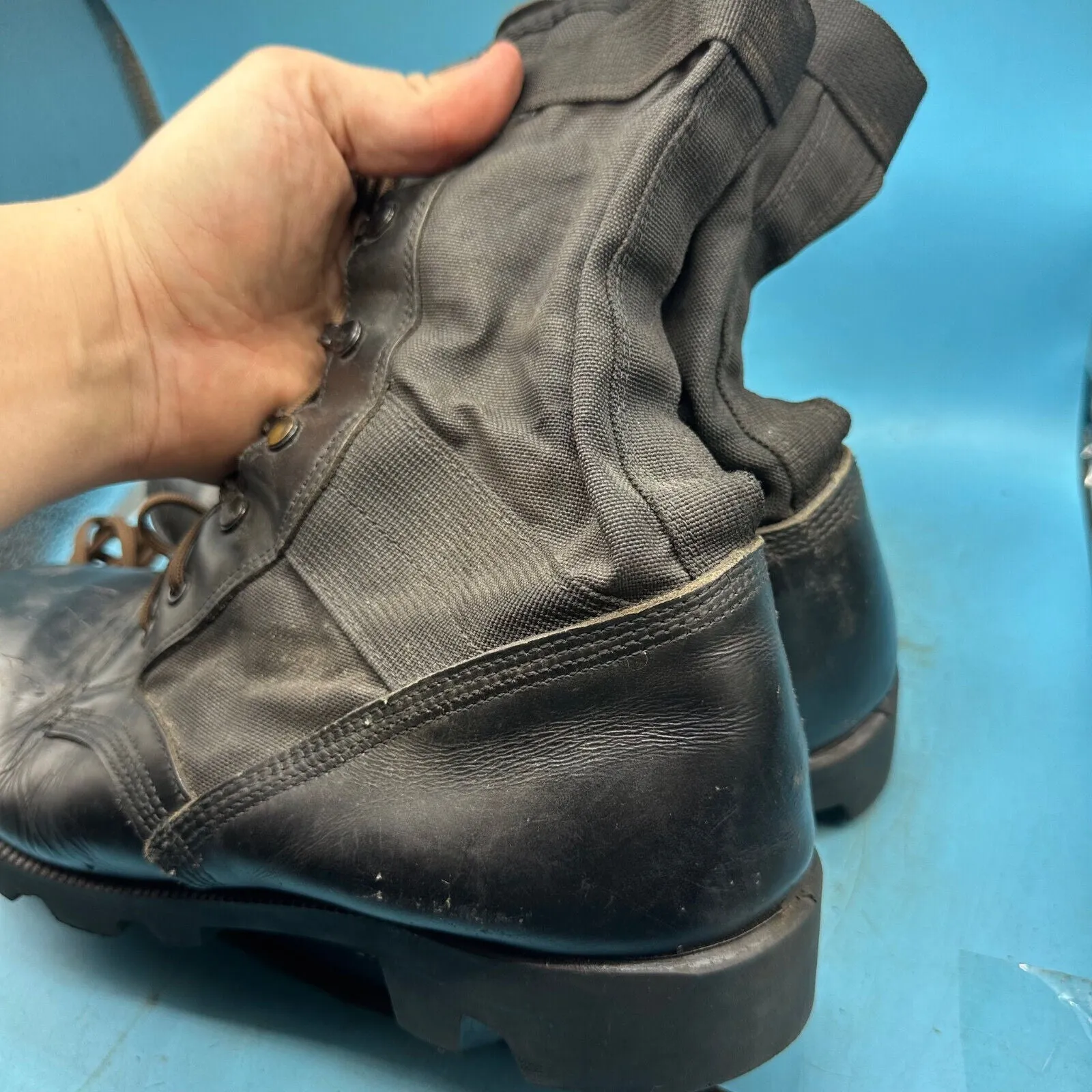 US Army Black Leather WELLCO Combat Boots - Size EU 45 - UK 10 - US 11R