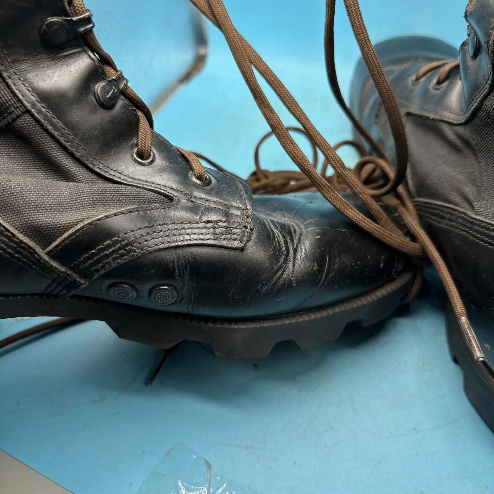 US Army Black Leather WELLCO Combat Boots - Size EU 45 - UK 10 - US 11R