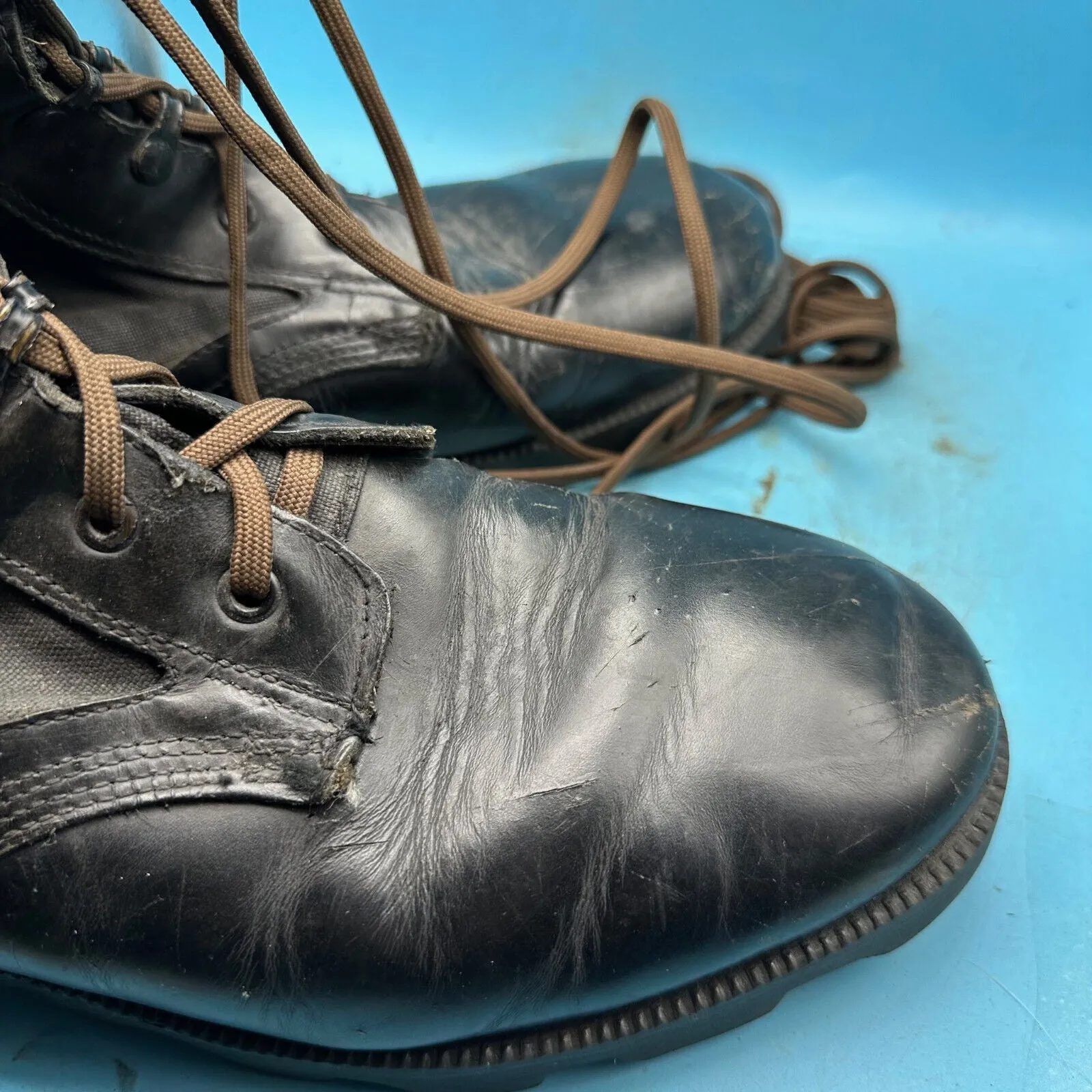 US Army Black Leather WELLCO Combat Boots - Size EU 45 - UK 10 - US 11R