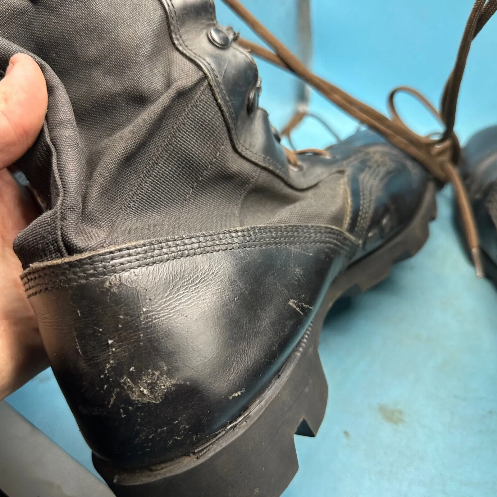 US Army Black Leather WELLCO Combat Boots - Size EU 45 - UK 10 - US 11R