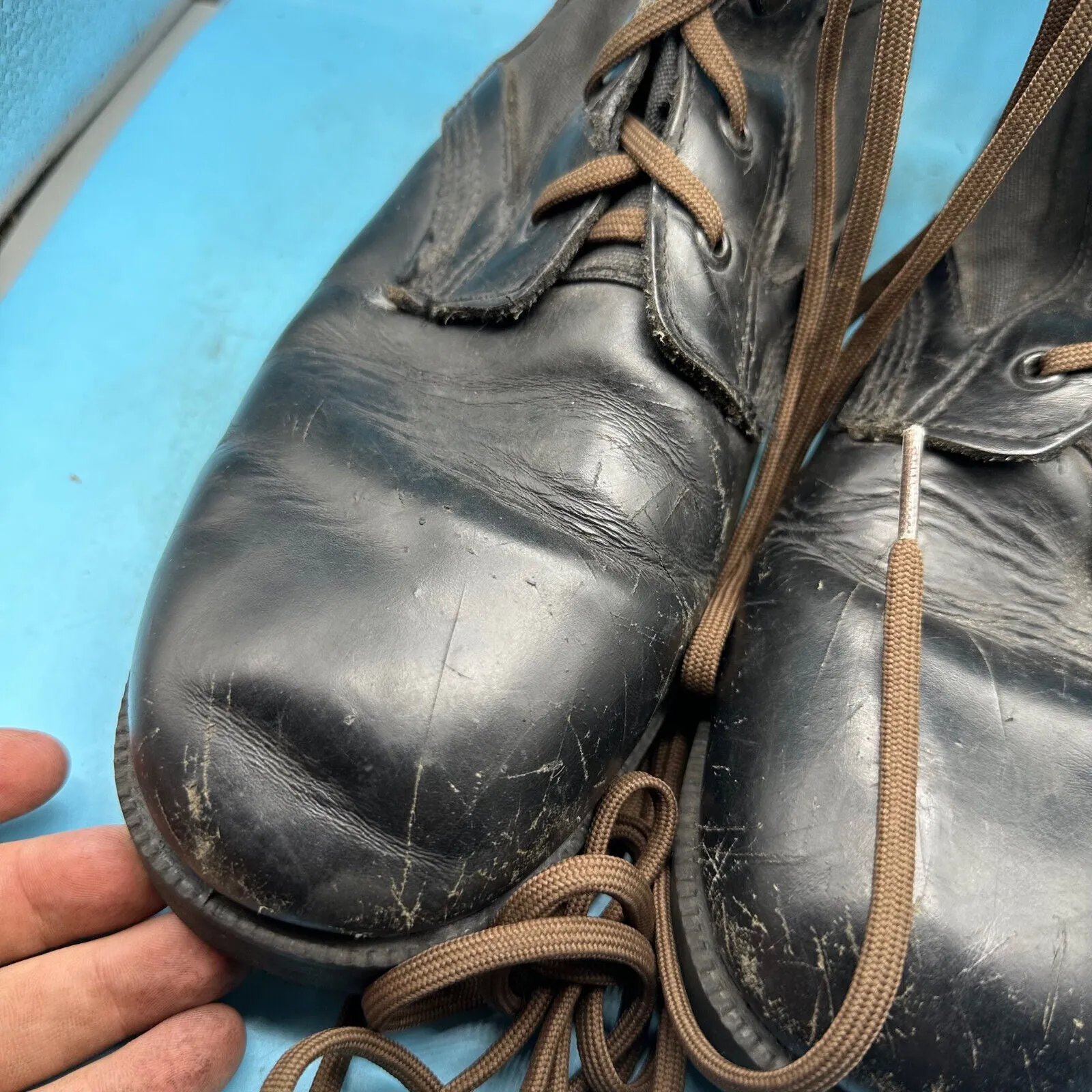 US Army Black Leather WELLCO Combat Boots - Size EU 45 - UK 10 - US 11R
