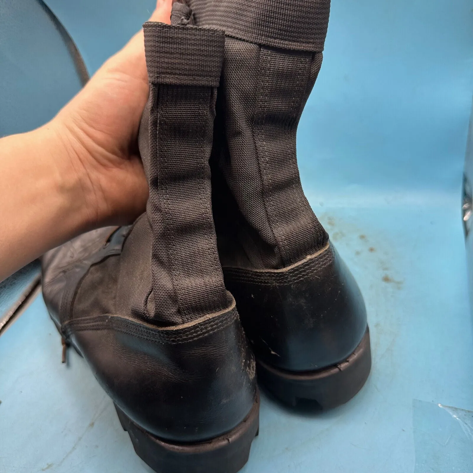 US Army Black Leather WELLCO Combat Boots - Size EU 45 - UK 10 - US 11R