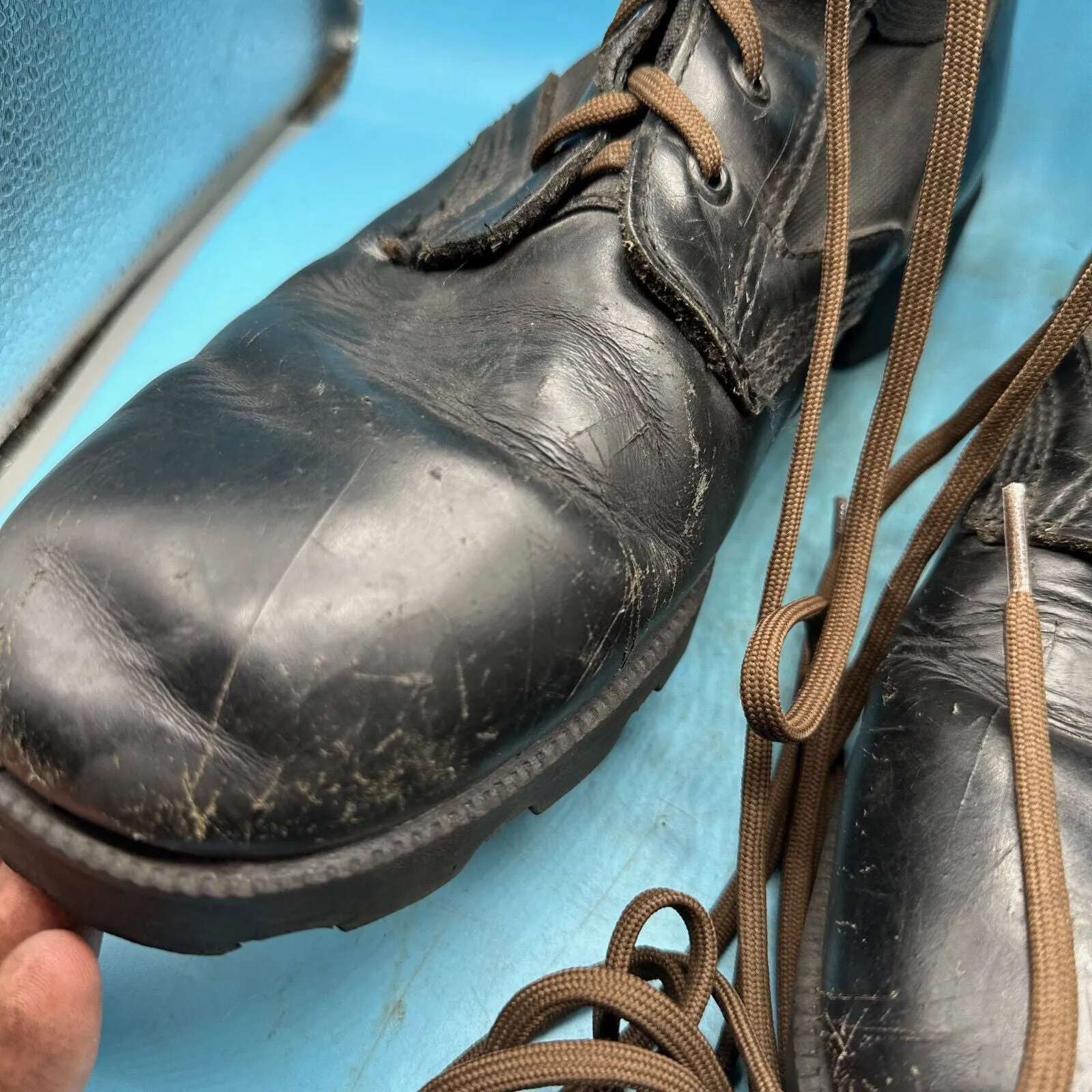 US Army Black Leather WELLCO Combat Boots - Size EU 45 - UK 10 - US 11R