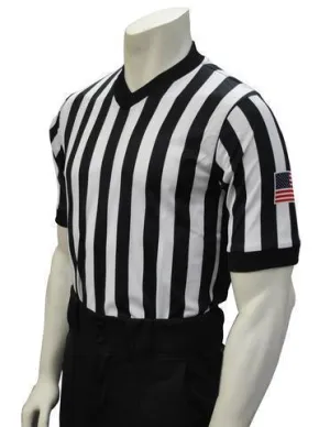 USA201-607 - Smitty "Made in USA" BODY FLEX Men's Basketball V-Neck Referee Shirt w/ Side Panel & USA Flag