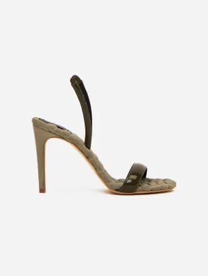 Vivien Vegan Patent Leather High-Heeled Slingback Sandals | Green