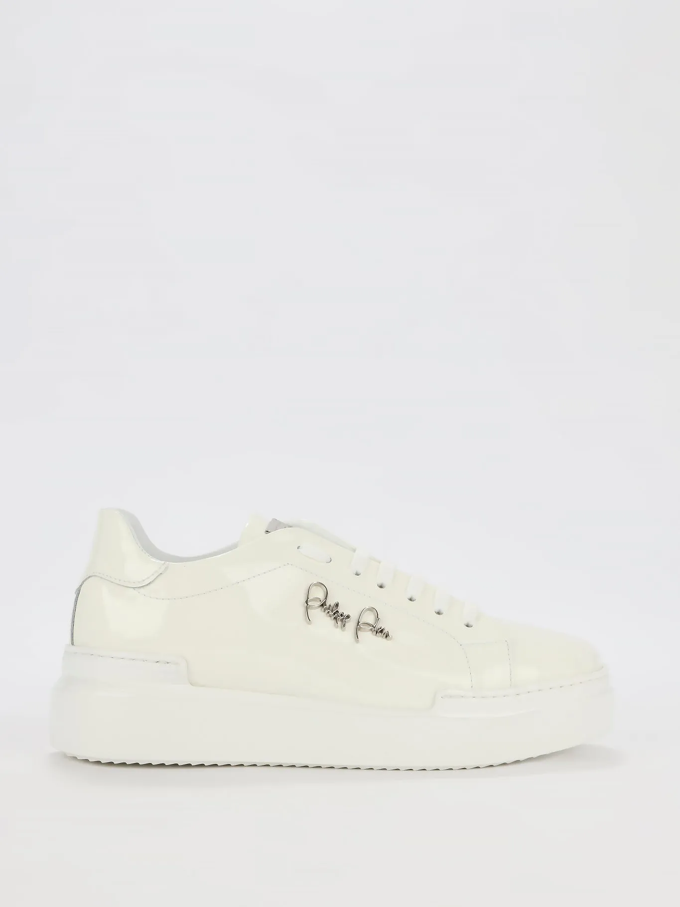 White Patent Leather Platform Sneakers