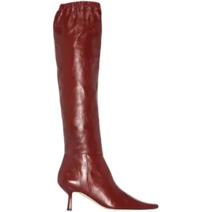 Women Fashion Knee-high Boots Leather Elastic Band Stiletto