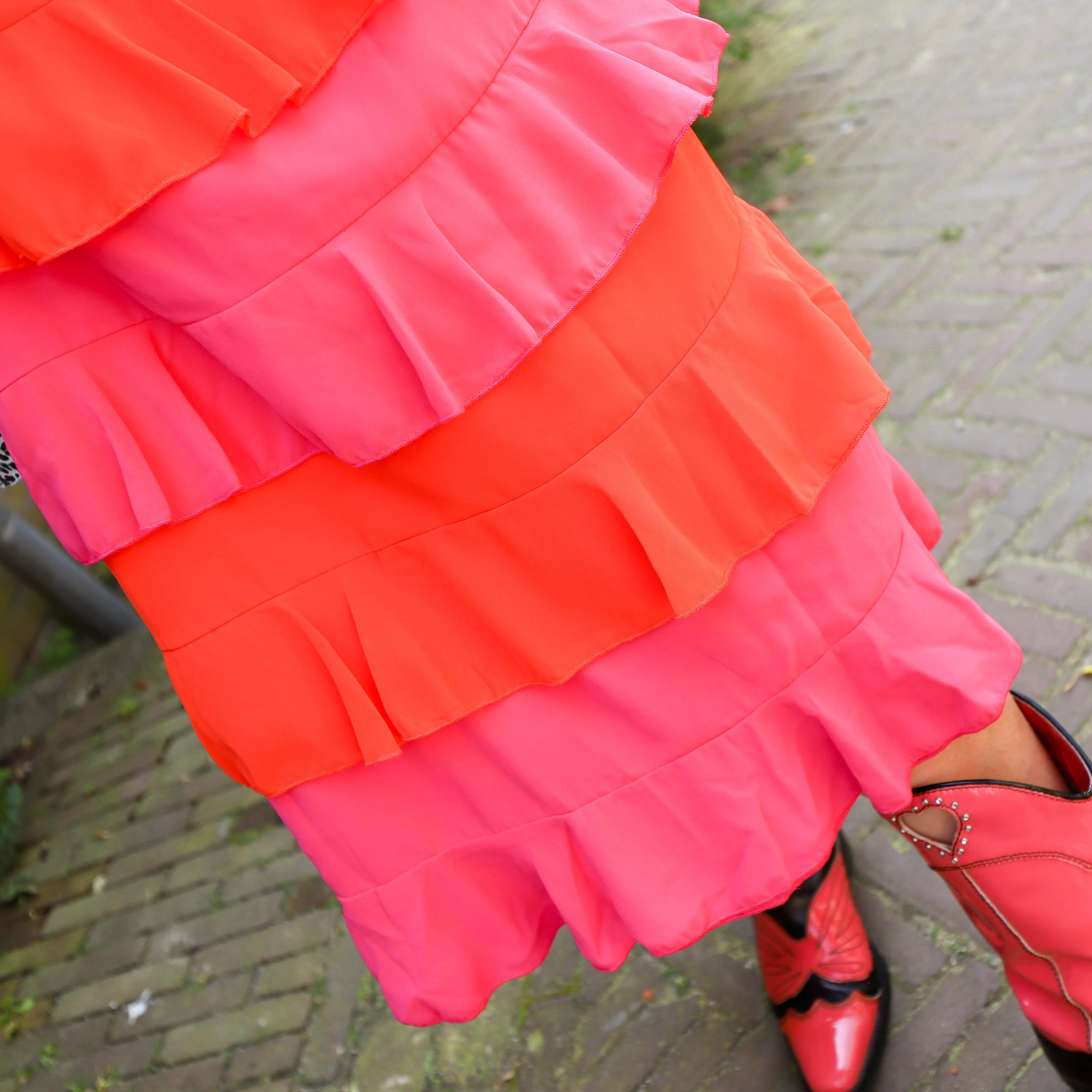 YAS Clara strap midi dress mandarin